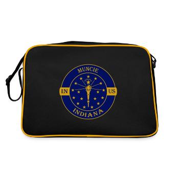 Muncie Indiana Flag USA Travel Souvenir Badge - Sac Retro - noir/or - Dos