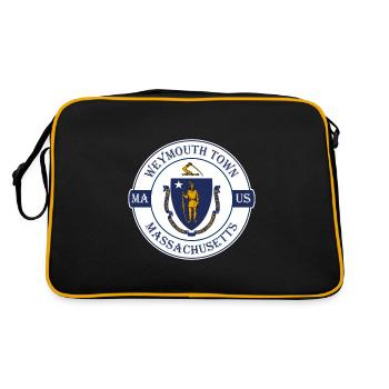 Weymouth Town Massachusetts Flagge USA Souvenir - Retro Tasche - Schwarz/Gold - Hinten