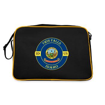 Twin Falls Idaho Flag USA Travel Souvenir Badge - Retro Bag - black/gold - Back