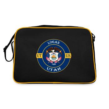 Logan Utah Flag USA Travel Souvenir Badge - Sac Retro - noir/or - Dos