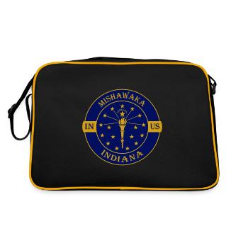 Mishawaka Indiana Flag USA Travel Souvenir Badge - Sac Retro - noir/or - Dos