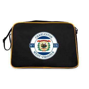 Charleston West Virginia Flagge USA Souvenir Logo - Retro Tasche - Schwarz/Gold - Hinten