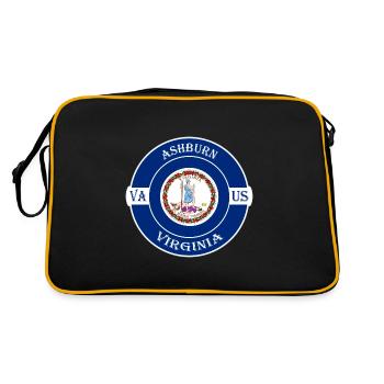Ashburn Virginia Flagge USA Reise Souvenir Abzeichen - Retro Tasche - Schwarz/Gold - Hinten