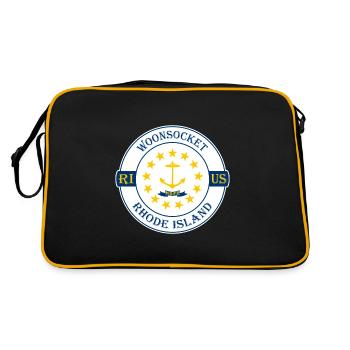 Woonsocket Rhode Island Flag USA Souvenir Badge - Retro Bag - black/gold - Back