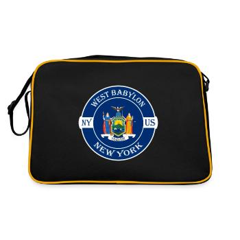 West Babylon New York Flagge USA Souvenir Abzeichen - Retro Tasche - Schwarz/Gold - Hinten