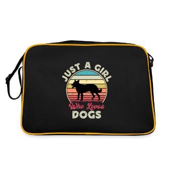 Cumberland Sheepdog Dog Silhouette Retro Sunset - Sac Retro - noir/or - Dos