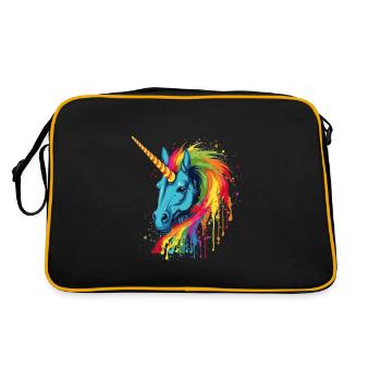 Colorful unicorn with rainbow mane - Retro Bag - black/gold - Back