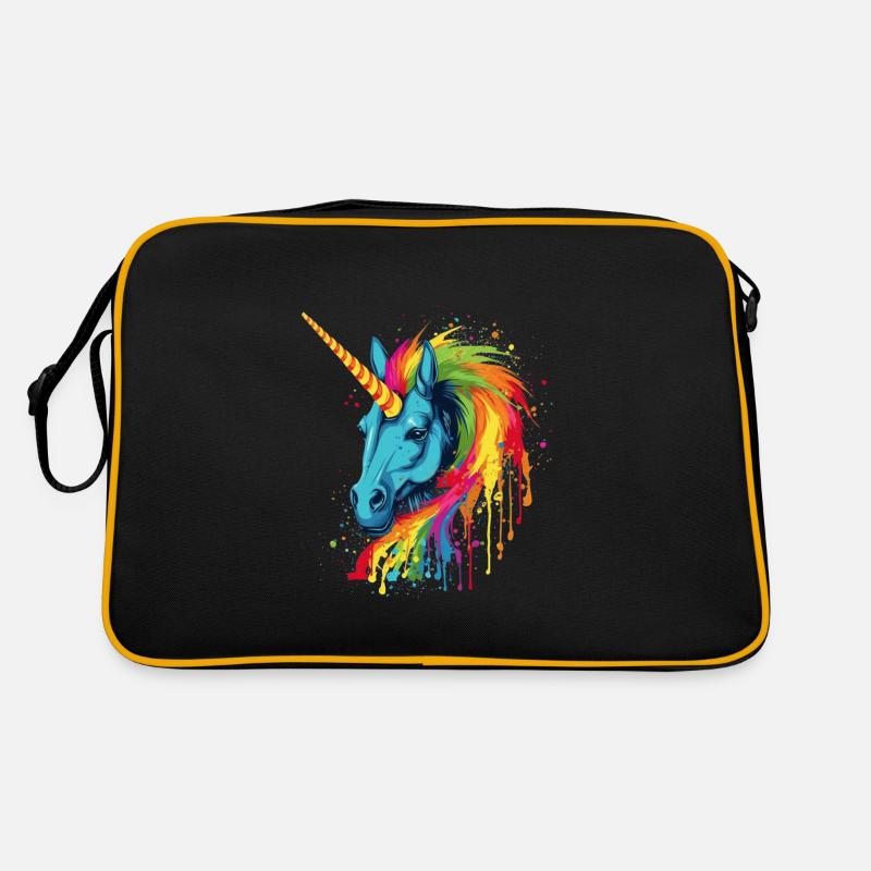 Buntes Einhorn mit Regenbogen Mähne Retro Tasche