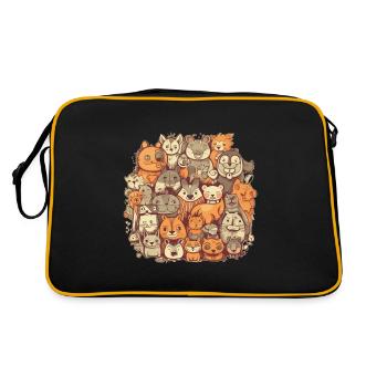 Animaux drôles, motif animal pour enfants mignons - Sac Retro - noir/or - Dos