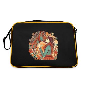 Beautiful boho horse motif with woman/girl - Retro Bag - black/gold - Back