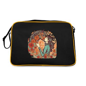 Beautiful boho horse motif with woman/girl - Retro Bag - black/gold - Back