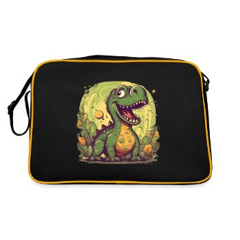 Dino mignon en vert, motif de dinosaure mignon - Sac Retro - noir/or - Dos
