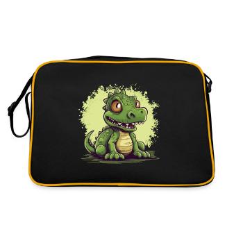 Dino mignon en vert, motif de dinosaure mignon - Sac Retro - noir/or - Dos