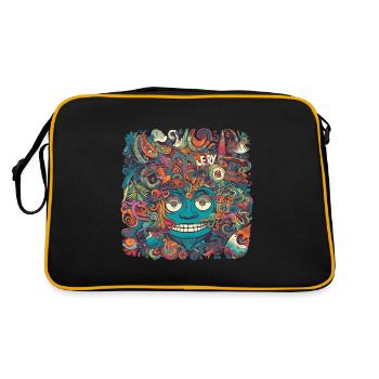 Psychedelic explosion - surrealist motif - Retro Bag - black/gold - Back