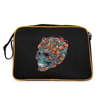 Surrealistic, psychedelic skull - Retro Bag - black/gold - Back