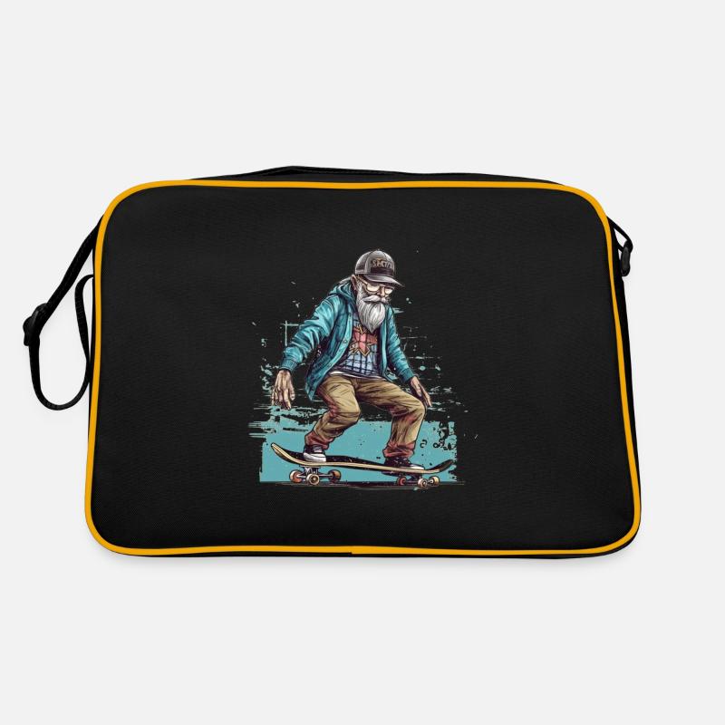 Cool older man as a skater hipster with cap Retro Bag