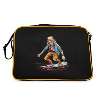 Cool bestager avec skateboard et chapeau hipster - Sac Retro - noir/or - Dos