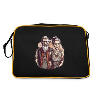 Cool bestager couple with beard and tattoos - Retro Bag - black/gold - Back