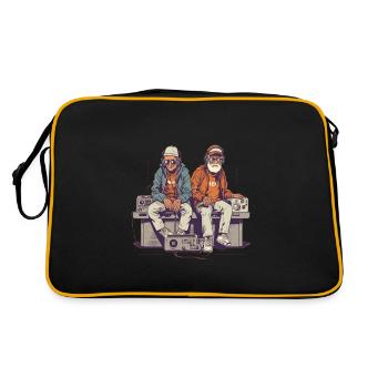 Zwei coole ältere Herren hängen ab - Hipster Style - Retro Tasche - Schwarz/Gold - Hinten