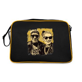 Cool bestager punker couple with sunglasses - Retro Bag - black/gold - Back