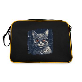 Chat ringard avec des lunettes et des yeux orange - Sac Retro - noir/or - Dos