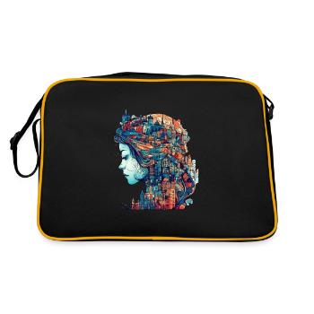 Surrealist artwork watercolor - Retro Bag - black/gold - Back