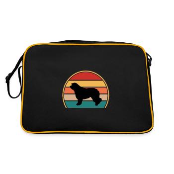 Katalanischer Schäferhund Hund Liebhaber Silhouette Retro Sonnenuntergang - Retro Tasche - Schwarz/Gold - Hinten