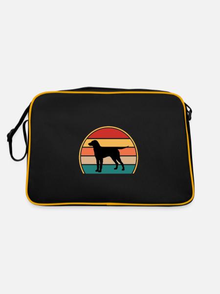 Pelly Coated Retriever Dog Silhouette Retro Sunset - Sac Retro - noir/or - Dos