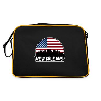 Nouvelle-Orléans Louisiane États-Unis Flag Skyline Silhouette - Sac Retro - noir/or - Dos