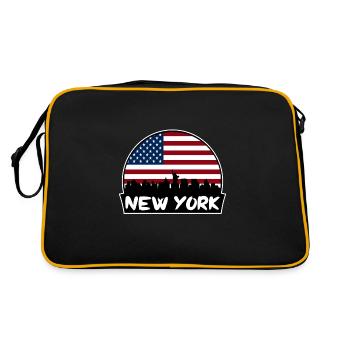 New York New York USA Flagge Skyline Silhouette Trav - Retro Tasche - Schwarz/Gold - Hinten