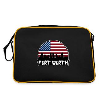 Fort Worth Texas Usa Flag Skyline Silhouette Trave - Retro Bag - black/gold - Back