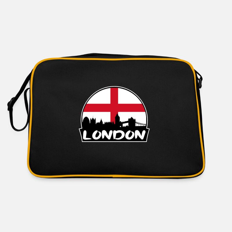 Londres, Angleterre, drapeau, Skyline, silhouette, voyage Sac Retro