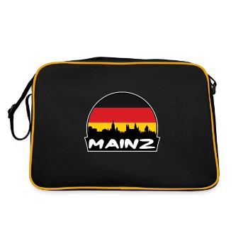 Mainz Deutschland Flagge Skyline Silhouette Reisen - Retro Tasche - Schwarz/Gold - Hinten