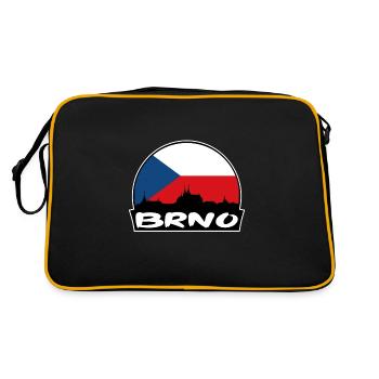 Brünn Tschechien Flagge Skyline Silhouette Reisen - Retro Tasche - Schwarz/Gold - Hinten