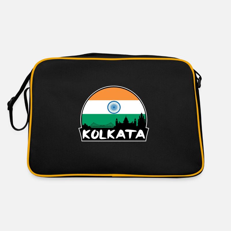 Kolkata Inde drapeau Skyline Silhouette Voyage Sac Retro