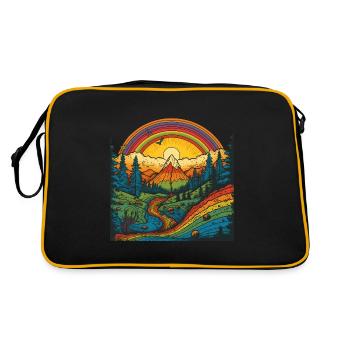 Rainbow Mountains - Psychedelic Landscape - Retro Bag - black/gold - Back
