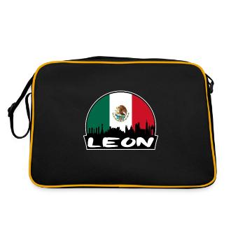 Leon Mexico Flag Skyline Silhouette Voyage - Sac Retro - noir/or - Dos