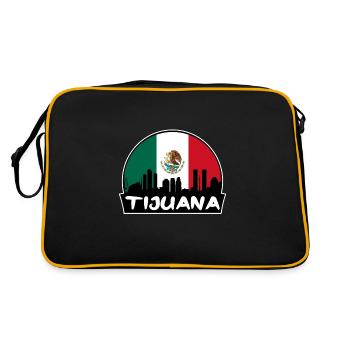 Tijuana Mexico Flag Skyline Silhouette Travel - Retro Bag - black/gold - Back