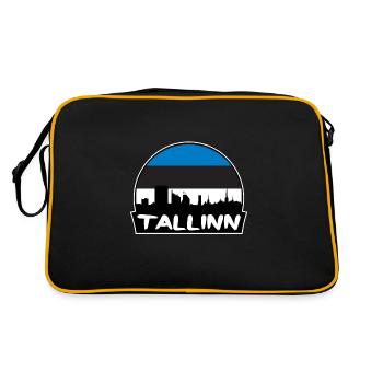 Tallinn Estonie Flag Skyline Silhouette Voyage - Sac Retro - noir/or - Dos
