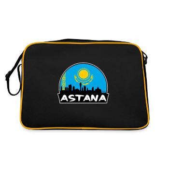 Astana Kazakhstan Flag Skyline Silhouette Voyage - Sac Retro - noir/or - Dos