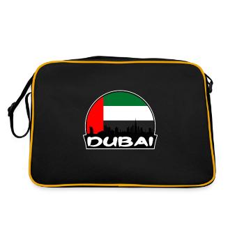 Dubai Uae Flag Skyline Silhouette Travel - Retro Bag - black/gold - Back