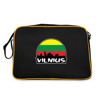 Vilnius Lituanie Flag Skyline Silhouette Voyage - Sac Retro - noir/or - Dos