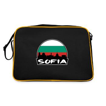 Sofia Bulgaria Flag Skyline Silhouette Travel - Retro Bag - black/gold - Back