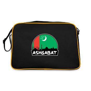 Achgabat Turkménistan Drapeau Skyline Silhouette - Sac Retro - noir/or - Dos
