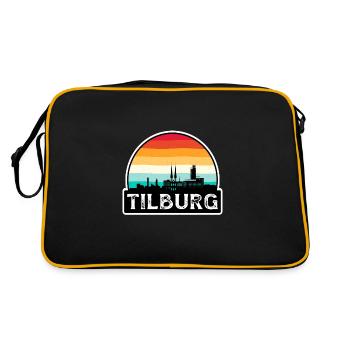Tilburg Netherlands Flag Skyline Travel Souvenir - Retro Bag - black/gold - Back
