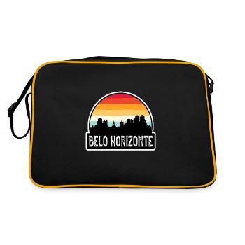 Belo Horizonte Brazil Flag Skyline Travel Souvenir - Retro Bag - black/gold - Back