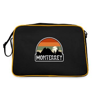 Monterrey Mexico Flag Skyline Travel Souvenir - Retro Bag - black/gold - Back