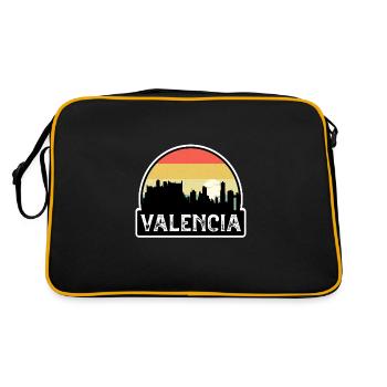 Valencia Spanien Flagge Skyline Reisesouvenir - Retro Tasche - Schwarz/Gold - Hinten