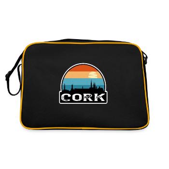 Cork Ireland Flag Skyline Travel Souvenir - Retro Bag - black/gold - Back