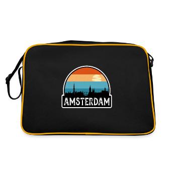 Amsterdam Netherlands Flag Skyline Travel Souvenir - Retro Bag - black/gold - Back